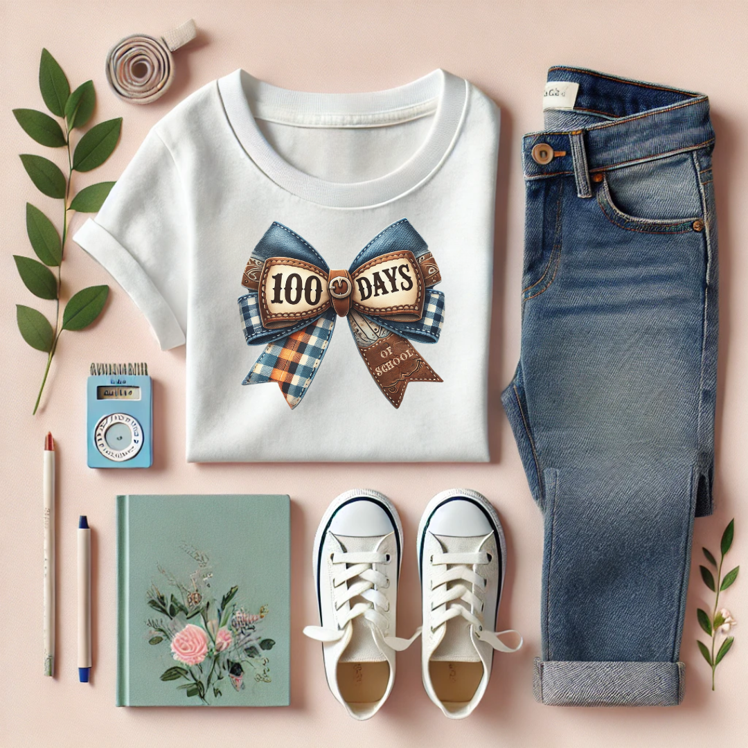 Flat Lay of 100 days of school coquette shirt