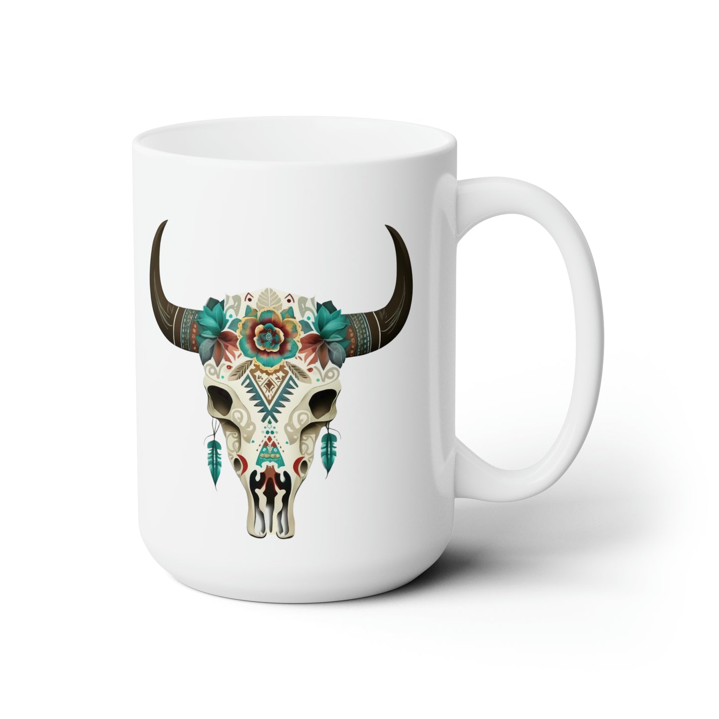 Aztec Cow Skull Ceramic Mug 15oz