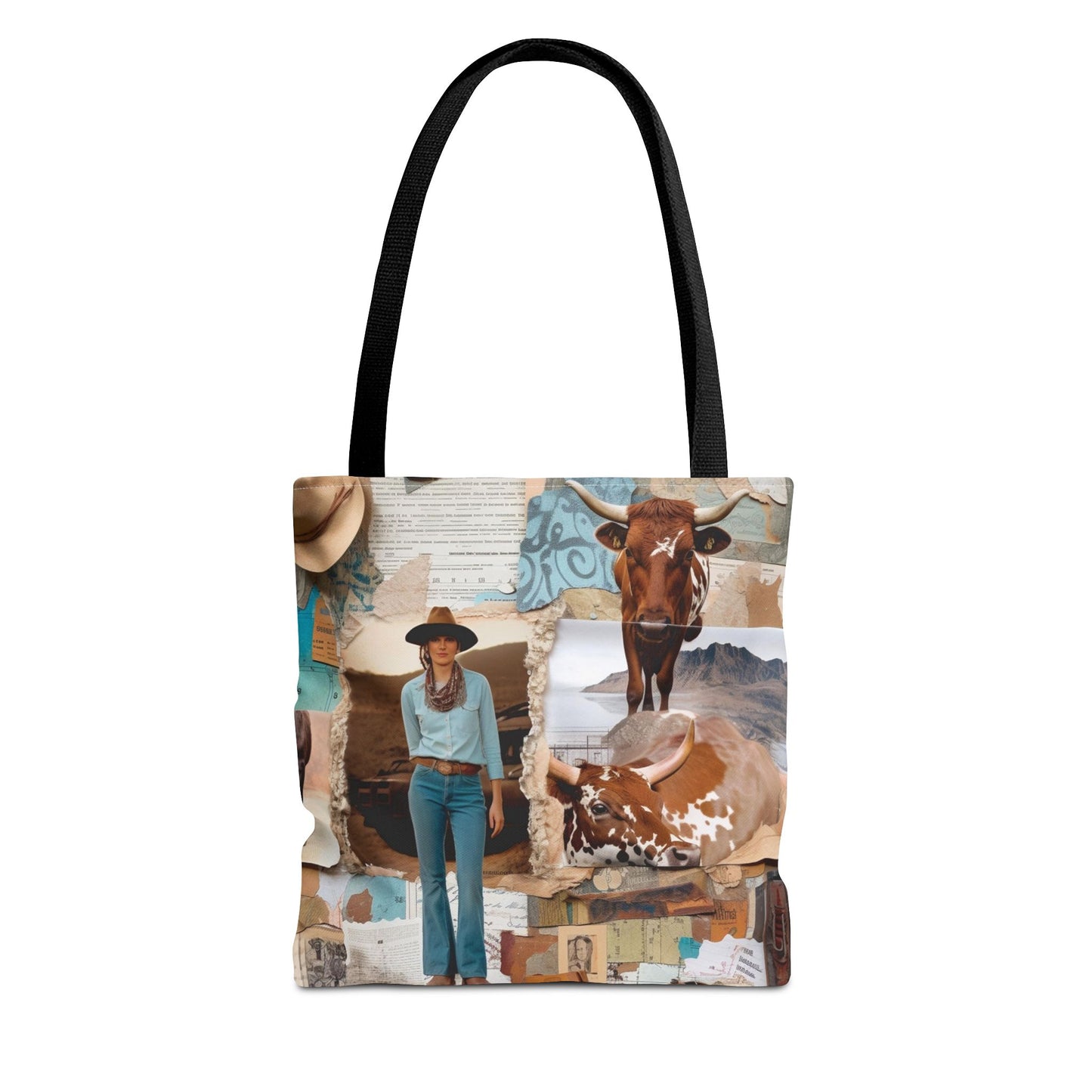 Western Collage Tote Bag (AOP)