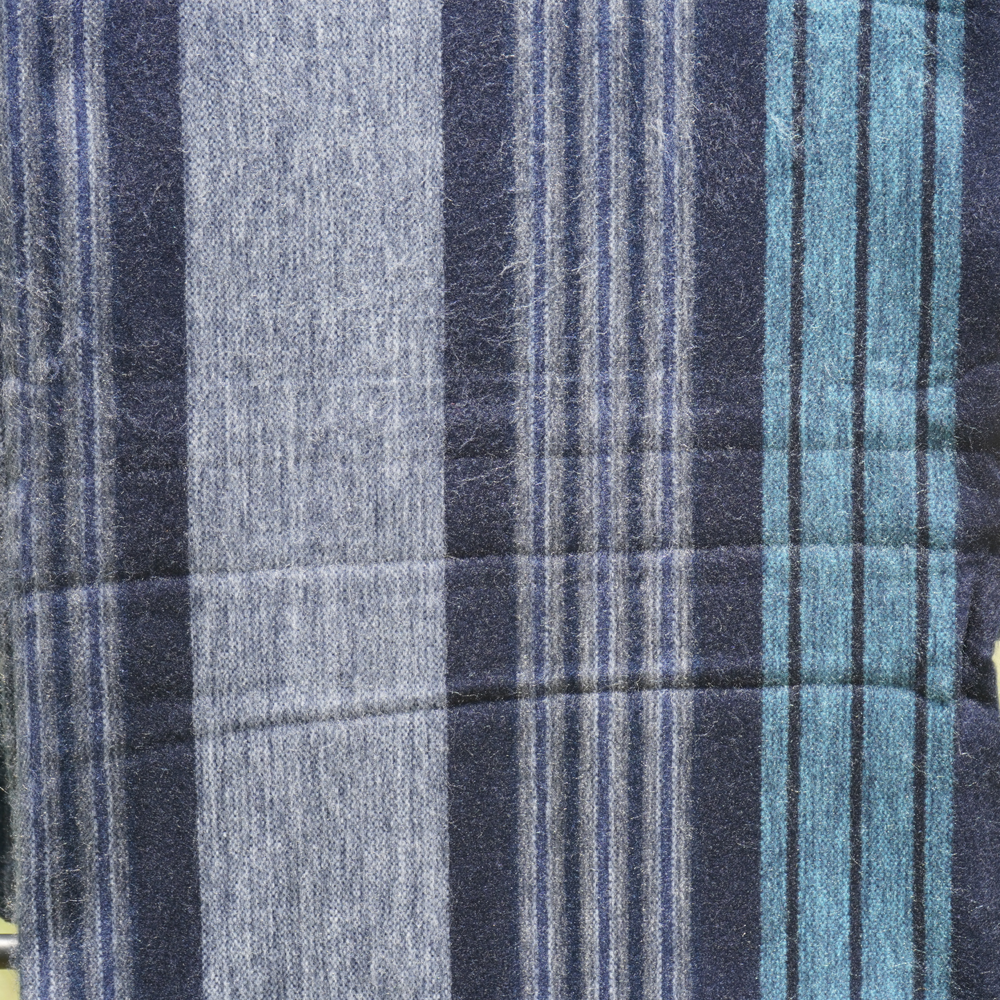 Luxury Natural Alpaca Wool Plaid Blanket in Classic Blue and Gray