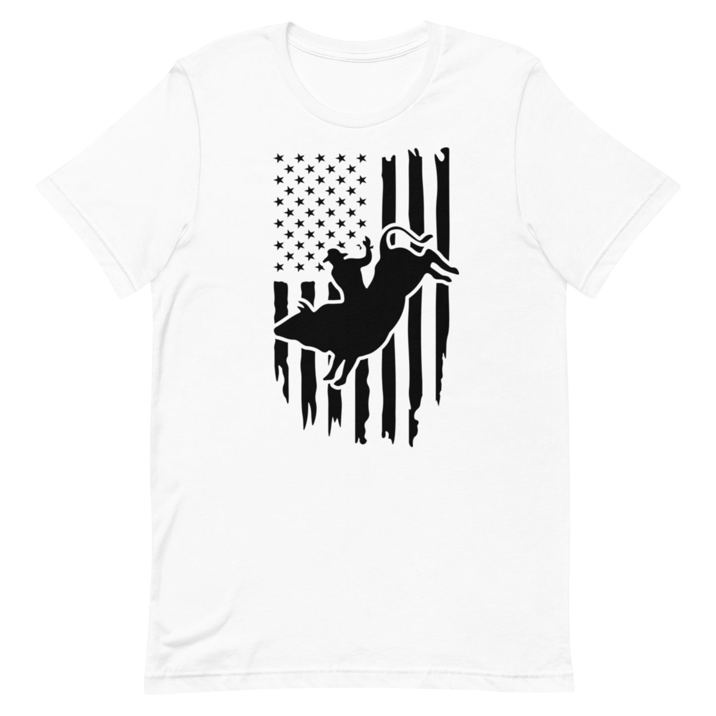 Introducing our "American Bull Rider" T-shirt, a tribute to the fearless athletes who embody the spirit of the rodeo. Crafted with pride and passion, this tee celebrates the daring feats and unwavering determination of bull riders across the nation.