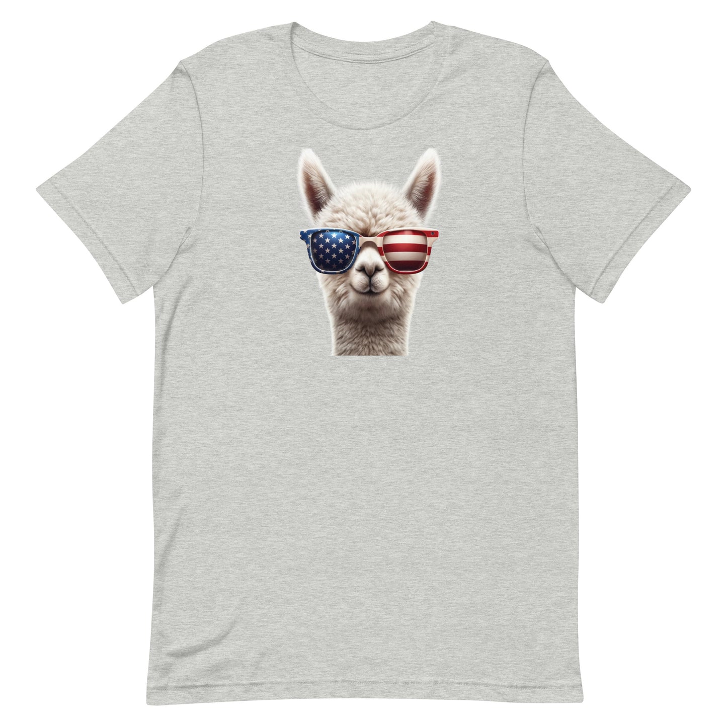 Show off your patriotic spirit with a whimsical twist in our "Celebrating the 4th, Alpaca Style" T-shirt. Perfect for anyone who loves to blend fun and festivity, this shirt features a charming alpaca donning sunglasses adorned with the American flag, bringing a smile to everyone's face this Independence Day.