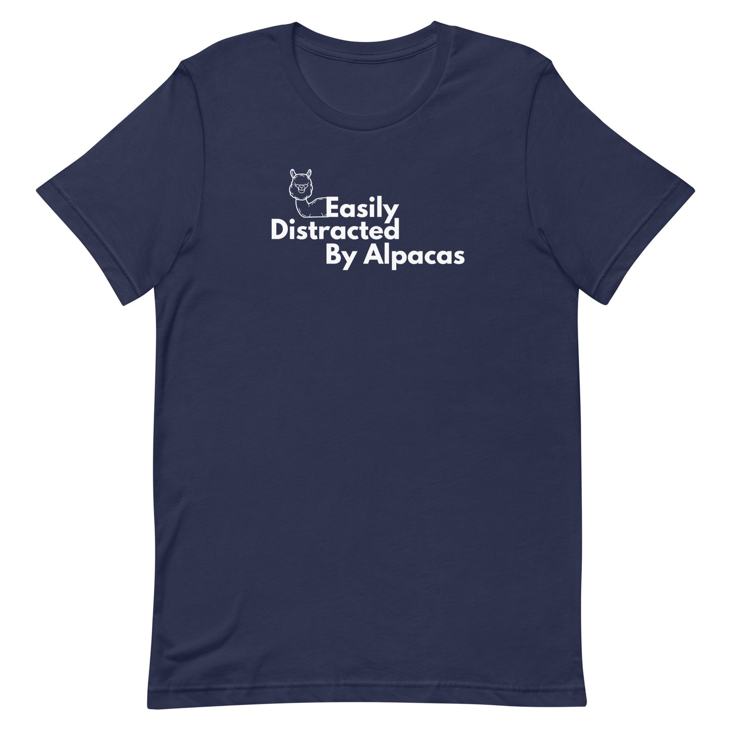 Show off your love for alpacas with our "Easily Distracted by Alpacas" T-Shirt! This charming and comfortable tee is perfect for alpaca enthusiasts who can't help but be captivated by these adorable creatures.