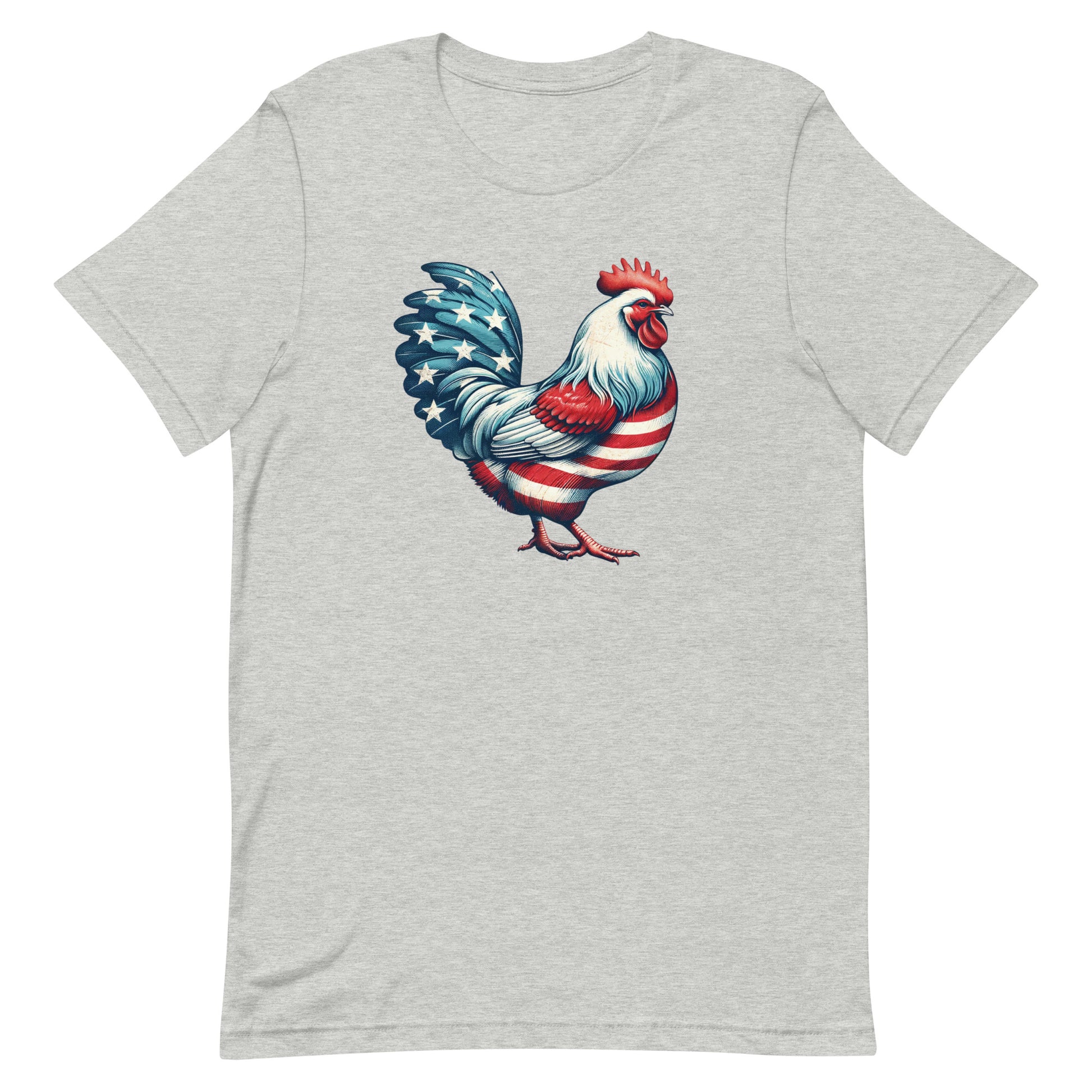 Celebrate freedom with flair in our "Free Bird" Patriotic Rooster T-shirt! Designed for those who wear their patriotism with pride, this shirt features a stunningly detailed illustration of a rooster adorned with the American flag. The vibrant reds, whites, and blues make this tee a standout piece, perfect for Fourth of July celebrations, Memorial Day, or any day you feel like showing off your American spirit.