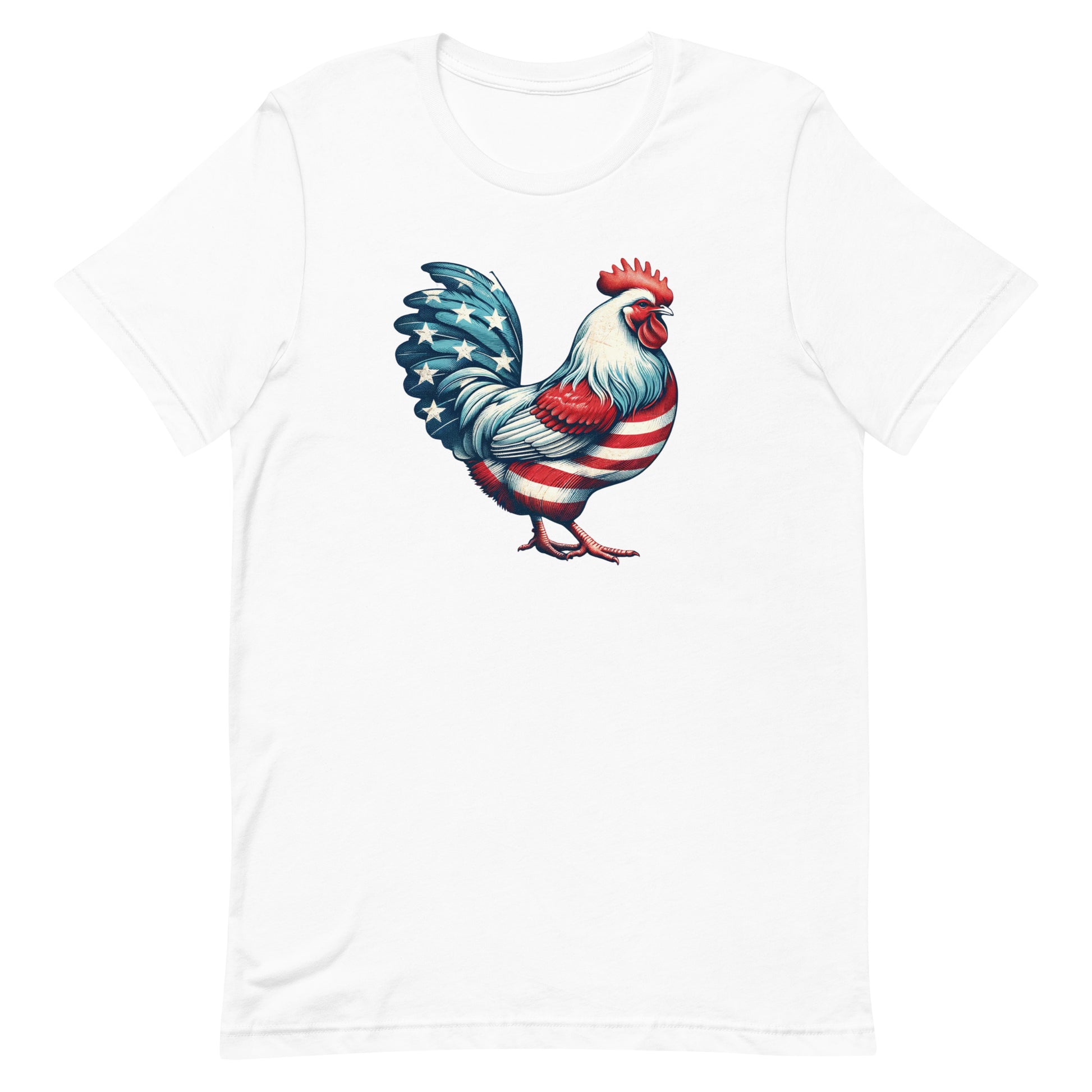 Celebrate freedom with flair in our "Free Bird" Patriotic Rooster T-shirt! Designed for those who wear their patriotism with pride, this shirt features a stunningly detailed illustration of a rooster adorned with the American flag. The vibrant reds, whites, and blues make this tee a standout piece, perfect for Fourth of July celebrations, Memorial Day, or any day you feel like showing off your American spirit.