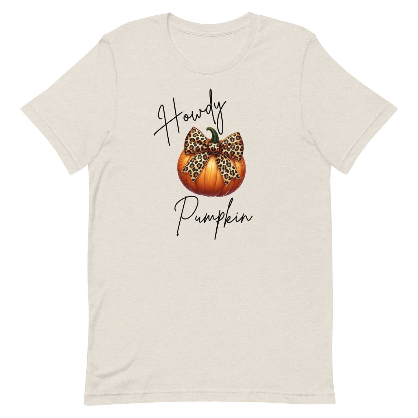 Add a touch of wild style to your fall wardrobe with our Howdy Pumpkin t-shirt! This unique design features a classic autumn pumpkin adorned with a bold leopard-print bow, perfectly blending the rustic charm of the season with a dash of fierce fashion. Whether you're heading to the pumpkin patch, enjoying a cozy fall day, or gearing up for Halloween festivities, this t-shirt is sure to turn heads.