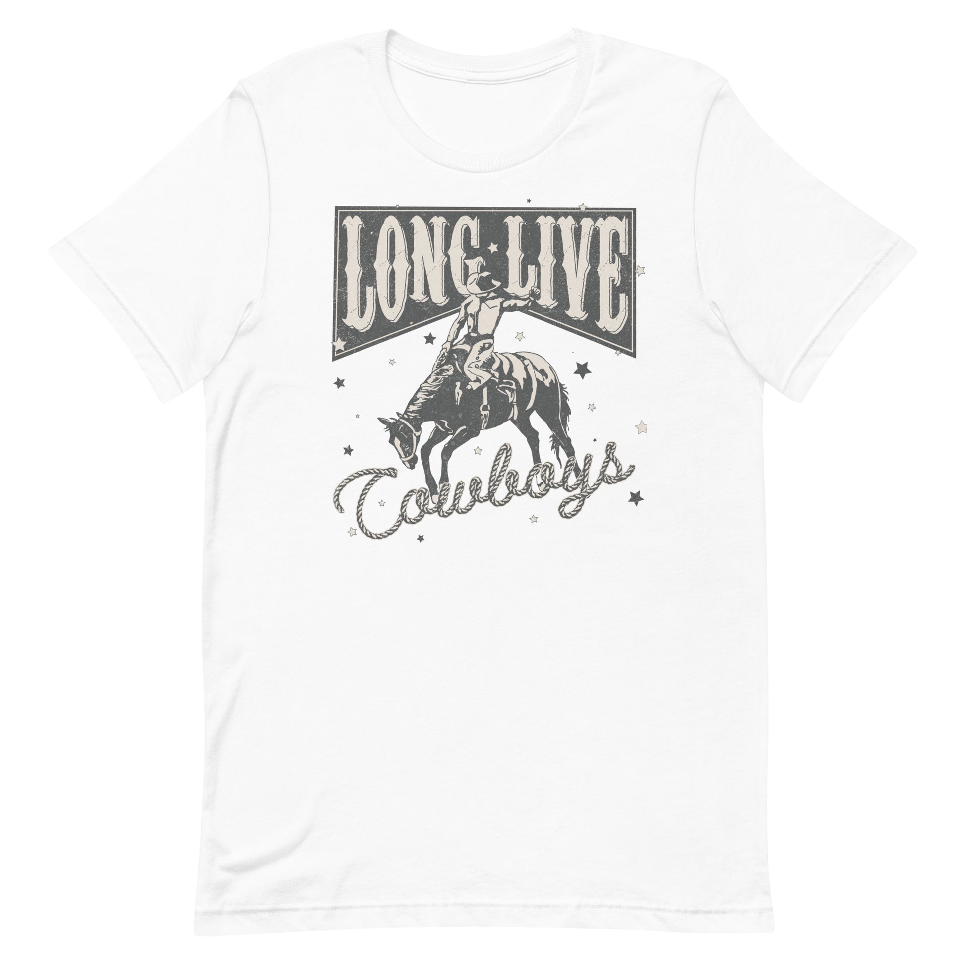 Embrace the timeless spirit of the Wild West with our 'Long Live Cowboys' t-shirt. Crafted with premium quality materials and featuring a bold design, this shirt pays homage to the rugged courage and indomitable spirit of cowboys. Whether you're roaming the range or simply yearning for adventure, let this tee be your steadfast companion. Shop now and celebrate the enduring legacy of the cowboy lifestyle