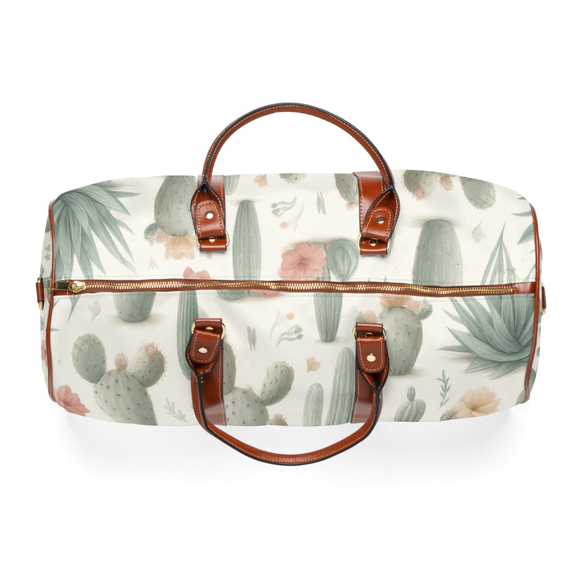 Elevate your travel style with the Pastel Cactus Travel Bag from Texas Diamond D Farms. Perfect for those who appreciate both function and fashion, this travel bag features a charming cactus print set against a soft pastel background, capturing the serene beauty of the desert in bloom.