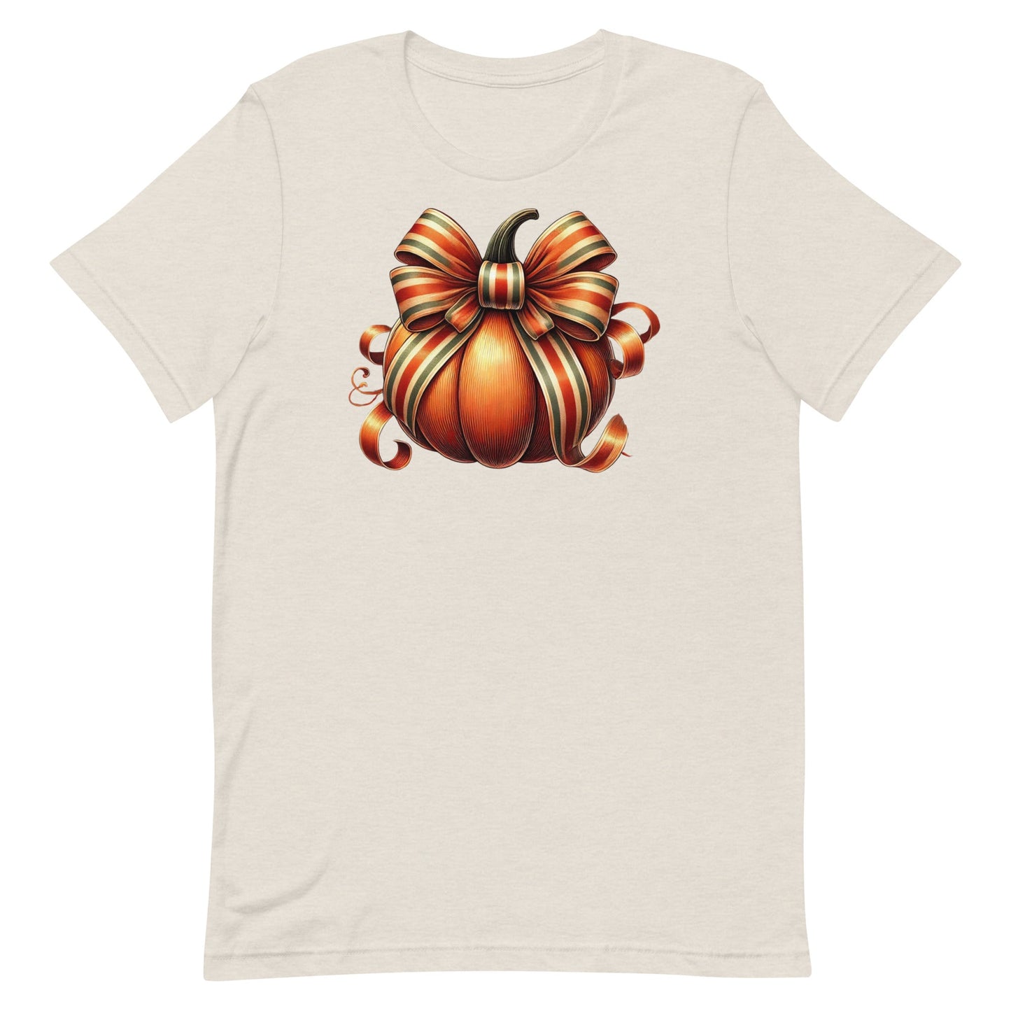 Embrace the cozy vibes of autumn with our Pumpkin Coquette t-shirt! This charming design features a beautifully detailed fall pumpkin adorned with a stylish coquette bow, showcasing soft, flowing ribbons in rich autumn tones like deep oranges, reds, and browns. The combination of rustic charm and elegant detail makes this tee the perfect addition to your fall wardrobe.