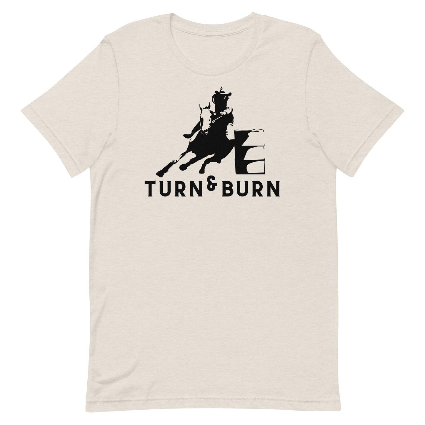 Rev up your rodeo style with our 'Turn and Burn' Barrel Racer T-shirt! Inspired by the adrenaline-fueled world of barrel racing, this tee captures the heart-pounding excitement of each tight turn and lightning-fast run. Crafted from premium materials for comfort and durability, it's perfect for both riders and rodeo enthusiasts alike. Whether you're hitting the arena or cheering from the sidelines, let your passion for the sport shine with our 'Turn and Burn' T-shirt