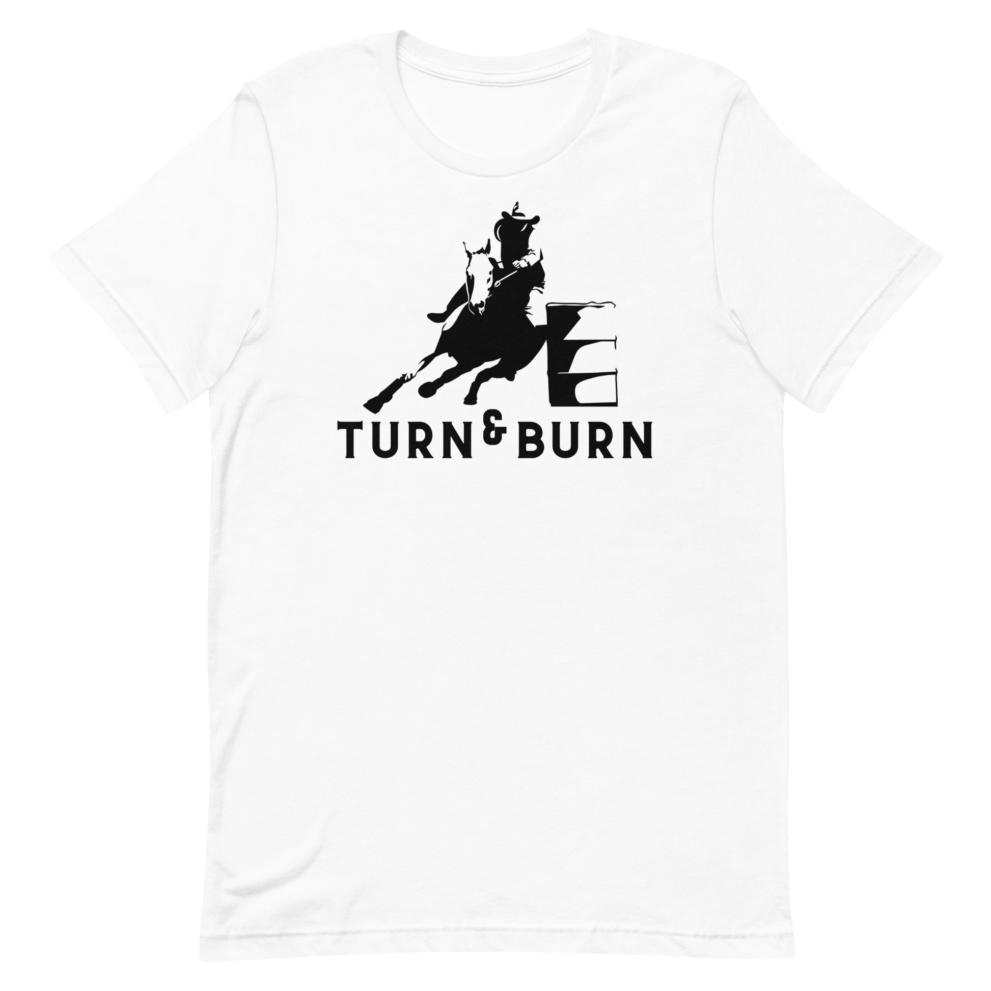 Rev up your rodeo style with our 'Turn and Burn' Barrel Racer T-shirt! Inspired by the adrenaline-fueled world of barrel racing, this tee captures the heart-pounding excitement of each tight turn and lightning-fast run. Crafted from premium materials for comfort and durability, it's perfect for both riders and rodeo enthusiasts alike. Whether you're hitting the arena or cheering from the sidelines, let your passion for the sport shine with our 'Turn and Burn' T-shirt