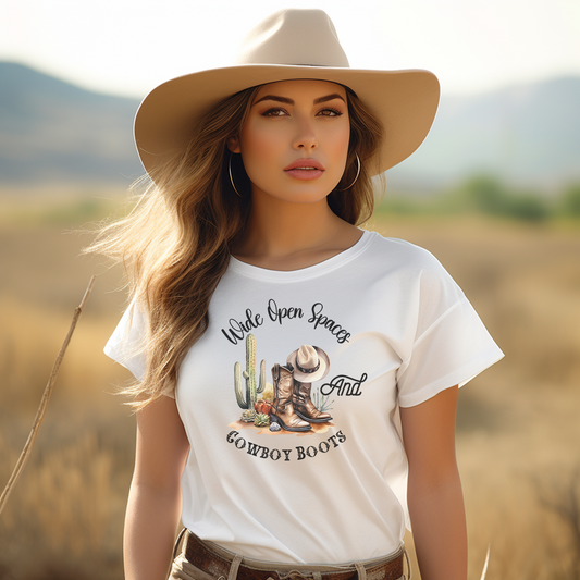 Wide Open Spaces and Cowboy Boots T-shirt