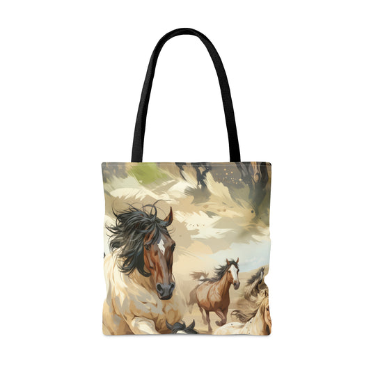 Embrace the Spirit of Freedom with Our Wild Mustang Tote Bag - Introducing our Wild Mustang canvas bag that captures the untamed spirit and majestic beauty of wild horses galloping. Whether you're a nature enthusiast, a horse lover, or someone who appreciates the untamed beauty of the world this tote is your statement piece.&nbsp;