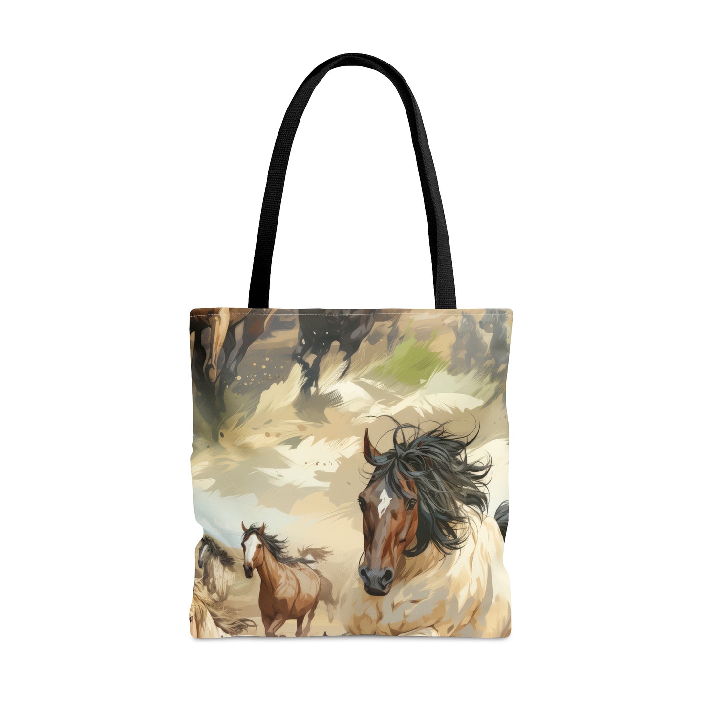 Embrace the Spirit of Freedom with Our Wild Mustang Tote Bag - Introducing our Wild Mustang canvas bag that captures the untamed spirit and majestic beauty of wild horses galloping. Whether you're a nature enthusiast, a horse lover, or someone who appreciates the untamed beauty of the world this tote is your statement piece.&nbsp;